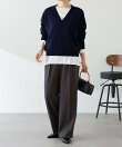 《人気シリーズ/9色》スウェットライクVニット