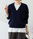 《人気シリーズ/9色》スウェットライクVニット