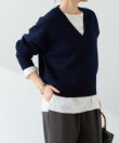 《人気シリーズ/9色》スウェットライクVニット
