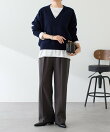 《人気シリーズ/9色》スウェットライクVニット
