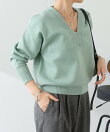 《人気シリーズ/9色》スウェットライクVニット