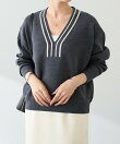 《人気シリーズ/9色》スウェットライクVニット