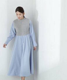 【SALE／30%OFF】NATURAL BEAUTY BASIC ニットベスト&シャツワンピースセット ナチュラルビューティベーシック ワンピース・ドレス ワンピース ブルー グレー ピンク【送料無料】