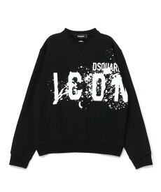 DSQUARED2 ICON SPLASH COOL FIT CREWNECK SWEATSHIRT ディースクエアード トップス スウェット・トレーナー ブラック ホワイト【送料無料】