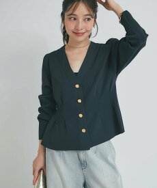 La boutique BonBon 【スタイルUP効果】Vネックペプラムカーディガン ラブティックボンボン トップス ニット グレー ホワイト グリーン【送料無料】