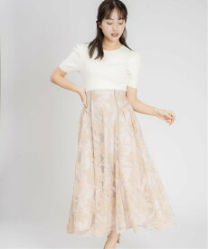 【SALE／70%OFF】Noela 【Noela×LANTINAMコラボ】オーガンジーリリー柄ドッキングワンピ ノエラ ワンピース・ドレス ワンピース ホワイト ブラック ブルー【送料無料】