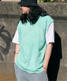 【SALE／10%OFF】VENCE share style MENs 【2点セット】メッシュニットベストアンサンブルTシャツ ヴァンス エクスチェンジ トップス カットソー・Tシャツ グリーン グレー ブラック ブルー