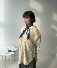 AS KNOW AS plus ヴィンテージ風スカーフ 70*70 アズノゥアズプラス ファッション雑貨 スカーフ・バンダナ ネイビー グレー