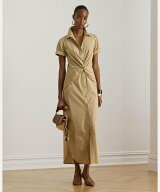 LAUREN RALPH LAUREN ツイストフロント コットンブレンド シャツドレス ラルフローレン ワンピース・ドレ…