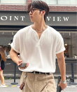 NOWLE/(M)【NOWLE】凹凸ワッフル サーマル ヘンリーネック 半袖 Tシャツ/ アーバンリラックス ショートスリーブ トップス