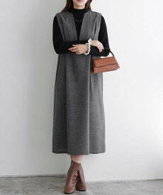 【SALE／10%OFF】Pierrot 選べる柄タックジャンパースカート ピエロ ワンピース・ドレス ジャンパースカート グレー ブラウン【送料無料】