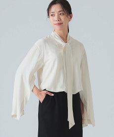 【SALE／60%OFF】EFFE BEAMS レーヨンサテン ボウタイブラウス ビームス アウトレット トップス シャツ・ブラウス ホワイト ネイビー【送料無料】