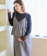 【SALE／4%OFF】cross marche ペプラムキャミワンピ×シアーカットソー クロスマルシェ マタニティウェア…