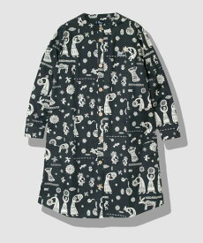 【SALE／30%OFF】go slow caravan オリジナル総柄Ptノーカラーシャツワンピース (WOMENS) ゴースローキャラバン ワンピース・ドレス ワンピース ベージュ グレー【送料無料】