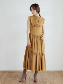 【SALE／30%OFF】LADYMADE モックアシメティアードワンピース レディメイド ワンピース・ドレス ワンピース イエロー ブラウン【送料無料】