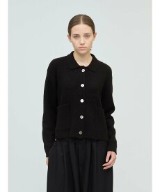 【SALE／10%OFF】mizuiro ind mizuiro ind 襟付きショートカーディガン マーコート トップス カーディガン ブラック ホワイト【送料無料】