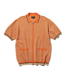 【SALE／60%OFF】BEAMS PLUS ジップ ニット ポロシャツ ビームス アウトレット トップス ポロシャツ ベージュ ブラック オレンジ【送料無料】
