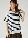 【SALE／36%OFF】Lugnoncure 【接触冷感】無地/ボーダー半袖ニット テチチ トップス ニット ベージュ ネイビー グリーン ホワイト ブラック