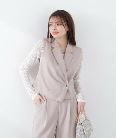 【SALE／55%OFF】PROPORTION BODY DRESSING タックアシメジレ 26SS プロポーションボディドレッシング ジャケット・アウター ブルゾン・ジャンパー ピンク グレー【送料無料】