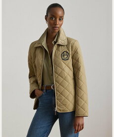 LAUREN RALPH LAUREN クレストパッチ ツイルトリム キルテッド ジャケット ラルフローレン ジャケット・アウター ダウンジャケット・ダウンベスト ブラウン【送料無料】