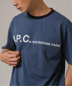 EDIFICE 【A.P.C. / アーペーセー】別注 オーバーサイズ プリント トリムTシャツ エディフィス トップス カットソー・Tシャツ ホワイト ブラック ブラウン ブルー【送料無料】