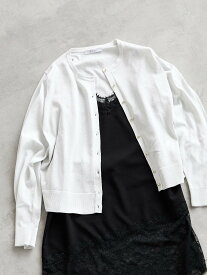【SALE／20%OFF】Te chichi 【接触冷感/UVカット/抗菌防臭】14G綿ポリクルーカーディガン テチチ トップス カーディガン オレンジ シルバー ブラック グレー ホワイト