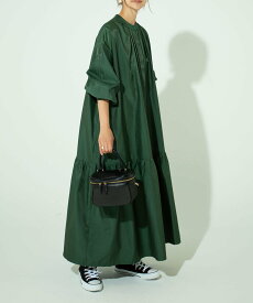 CORNERS by KR CORNERS by KR 2wayボリュームスリーブシャツワンピース コーナーズ ワンピース・ドレス シャツワンピース ベージュ ブラック オレンジ グリーン【送料無料】