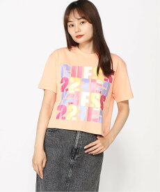【SALE／30%OFF】GUESS (W)Edwina Crop Tee ゲス トップス カットソー・Tシャツ ピンク ホワイト オレンジ グリーン