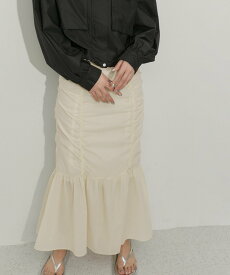 ADAM ET ROPE' FEMME ギャザリングマーメイドスカート アダムエロペ スカート その他のスカート ブラック ホワイト【送料無料】