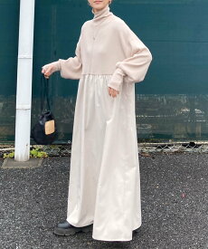 CORNERS by KR 【CORNERS by KR】指穴付きハイネックドッキングワンピース コーナーズ ワンピース・ドレス ワンピース ネイビー ブラック ベージュ グレー【送料無料】