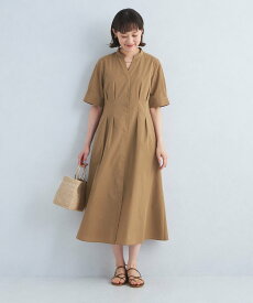 【SALE／50%OFF】UNITED ARROWS green label relaxing ウエストフィット 5分袖 シャツ ワンピース -マシンウォッシャブル- ユナイテッドアローズ グリーンレーベルリラクシング ワンピース・ドレス シャツワンピース グレー ベージュ【送料無料】