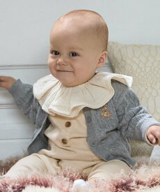 petit main くま刺しゅうカーディガン ナルミヤオンライン マタニティウェア・ベビー用品 ベビートップス グレー ホワイト