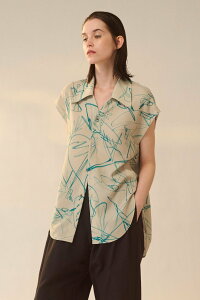 UJOH V Neck Curve Hem Shirt �E�W���[ �g�b�v�X �V���c�E�u���E�X ���b�h �O���[���y���������z