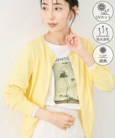 【SALE／35%OFF】ROPE' PICNIC ソマルティレイヤード風ベーシックカーディガン/UVカット・吸水速乾・遮熱 ロペピクニック トップス カーディガン ブラック ホワイト パープル