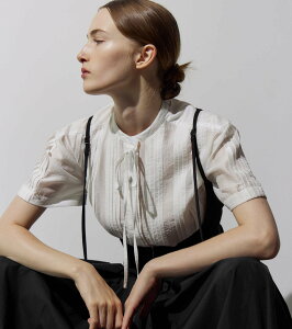�ySALE�^40%OFF�zLE CIEL BLEU �v���[�c�V���c / Pleated Shirt ���V�F���u���[ �g�b�v�X �V���c�E�u���E�X �u���b�N �z���C�g�y���������z