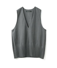 【SALE／30%OFF】mizuiro ind mizuiro ind プリーツヘムVネックベスト マーコート トップス ベスト・ジレ ネイビー ブラック グレー【送料無料】