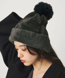 UNITED ARROWS green label relaxing ニットシャギー ポンポンキャップ / ニットキャップ ユナイテッドアローズ グリーンレーベルリラクシング 帽子 ニット帽・ビーニー ブラック グレー ホワイト