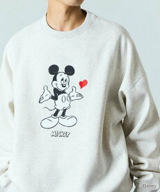 【SALE／10%OFF】FREAK'S STORE DISNEY/ディズニー ミッキーマウス/別注 クルーネック プリントスウェット/Heart 【限定展開】 25AW フリークスストア トップス スウェット・トレーナー ネイビー グレー ブラック ピンク【送料無料】