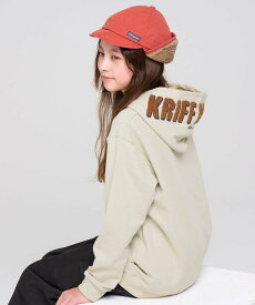 KRIFF MAYER (K)サガラ刺繍裏起毛パーカー(フードロゴ) クリフメイヤー トップス パーカー・フーディー ブラウン グレー グリーン ベージュ レッド パープル【送料無料】