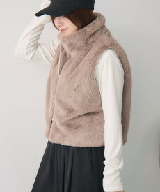 RETRO GIRL ファーショートベスト レトロガール トップス ベスト・ジレ グレー ベージュ