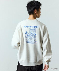 【SALE／10%OFF】FREAK'S STORE DISNEY ディズニー ミッキーマウス/別注 リラックスフィット バックプリント クルーネックスウェット/HAPPY TIME 【限定展開】 25AW フリークスストア トップス スウェット・トレーナー グレー ブラック ピンク ネイビー【送料無料】