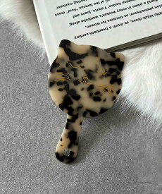 GIRL 猫モチーフ 手鏡 コンパクトミラー かわいい ミニ メイクミラー キャット リバーフィールド アンド コー メイク道具・美容器具 手鏡・メイクミラー ブラウン ホワイト