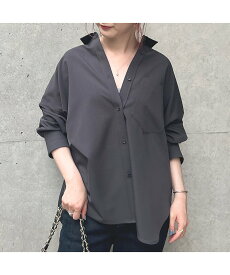 【SALE／20%OFF】Rouge vif la cle 【セットアップ対応】ツイルバックスリットシャツ ルージュ・ヴィフ ラクレ トップス シャツ・ブラウス ベージュ グレー【送料無料】