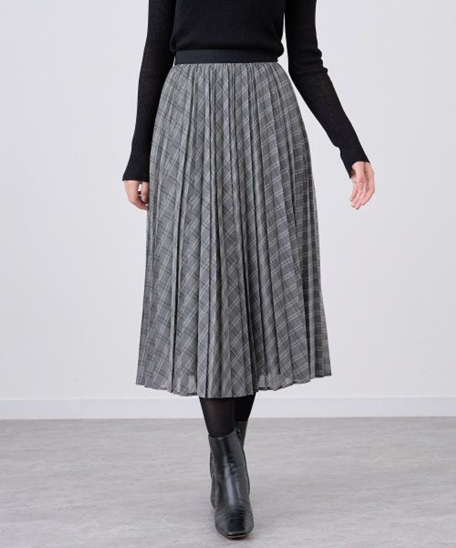 ANAYI｜チェックウールボイルプリーツ スカート | Rakuten Fashion