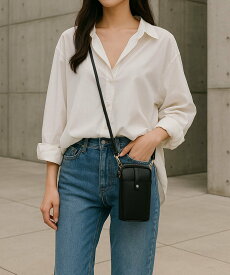 【SALE／60%OFF】styiro styiro/本革レザー携帯ポシェット/スナップボタン付き イストワール バッグ ショルダーバッグ ホワイト ブラック グレー ブラウン ピンク【送料無料】