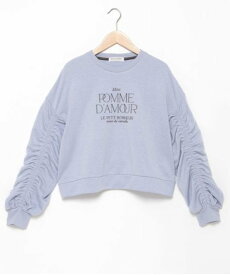 【SALE／50%OFF】pom ponette junior ラメミニ裏毛ギャザースリーブトップス ナルミヤオンライン トップス スウェット・トレーナー グレー パープル【送料無料】