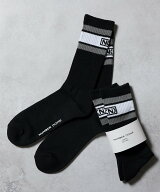 NUMBER (N)INE 100% FINE COTTON 2 PACK RIB LINE SOCKS ナンバーナイン 靴下・レッグウェア 靴下 ブラッ…