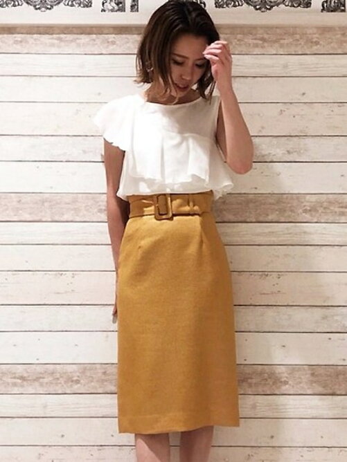 31 Sons De Mode 麻調合繊ベルト付タイトスカート Rakuten Fashion