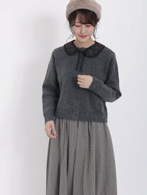 【SALE／39%OFF】Samansa Mos2 刺繍襟付カーディガン サマンサモスモス トップス カーディガン グレー ホワイト ベージュ【送料無料】