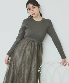 【SALE／50%OFF】index チュールレーススカートドッキングワンピース【洗濯機洗い可】 インデックス ワンピース・ドレス その他のワンピース・ドレス グレー ブルー パープル【送料無料】